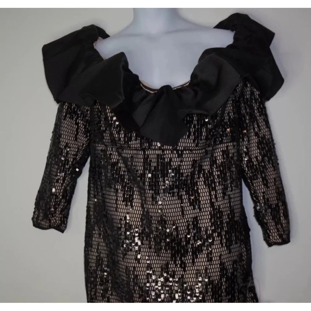 ASOS Luxe Curve Sequin Lace Ruffle Mini Dress Size: 22 NWT - Picture 4 of 10